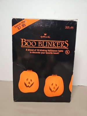Vintage Hallmark Boo Blinkers Blow Mold Lights Jack O Lantern Pumpkins ~