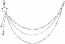 Star Pants Chain Layered Jeans Chain for Women Silver Metal Punk Wallet Chains H