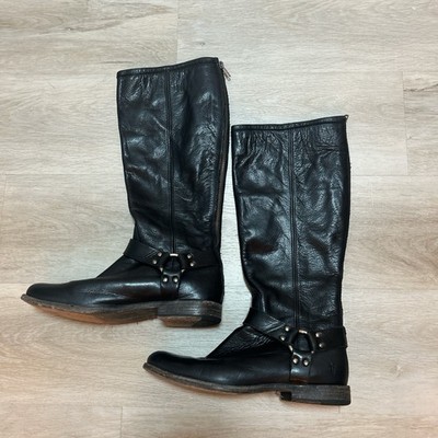Vintage Frye Women s 87350 Size 10 women s Black 14'' Harness Boots Made In USA