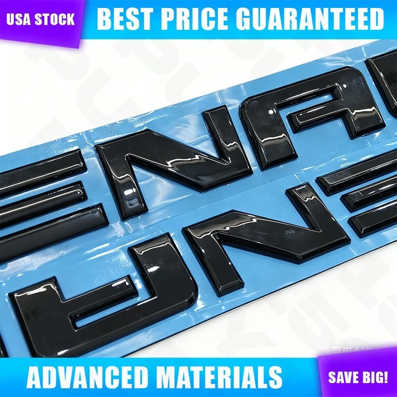 2Pcs 3D Gloss Black Denali Door Tailgate Letter Nameplate Emblem Badge For GMC Foto 2 de 4