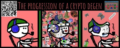 RAW HEADs #193 The Progression Of A Crypto Degen, Original Digital Street Art