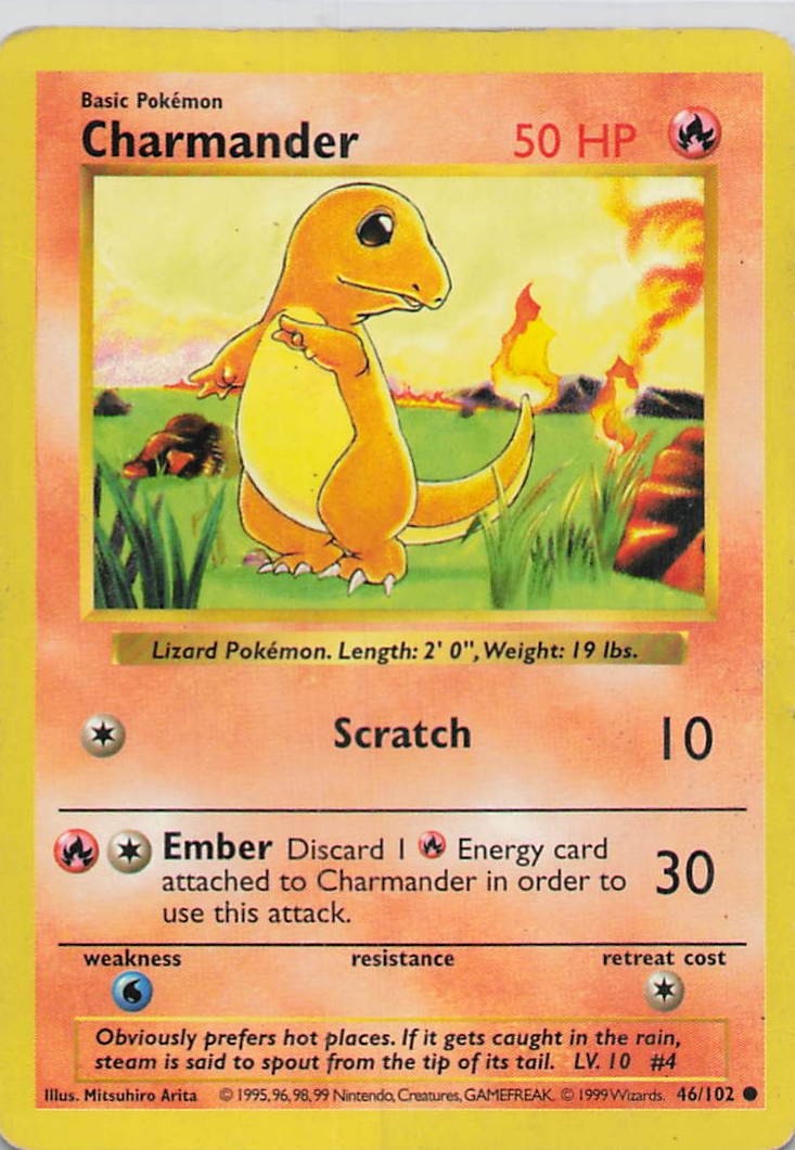 Charmander Unlimited Common Base Set (Shadowless) 046/102 HP
