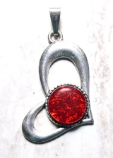 Heart Pendant with Handcrafted Red Dichroic
