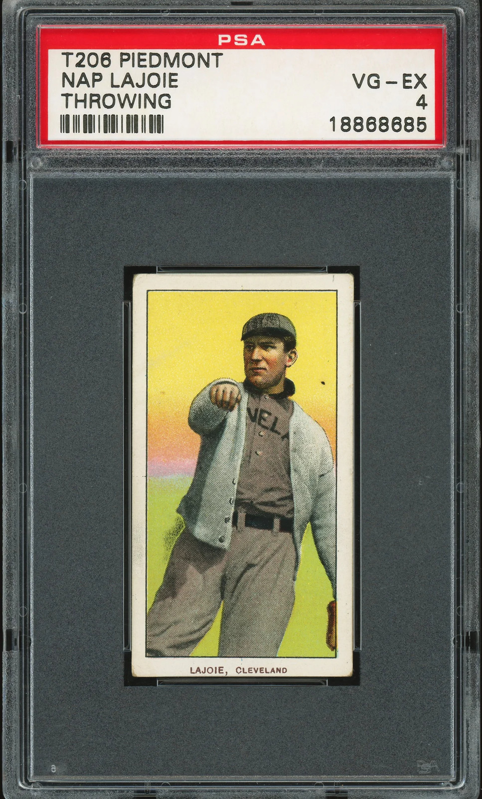 1909-11 T206 Piedmont 150/25 Napoleon Nap Lajoie Throwing PSA 4 VG-EX Nice Color
