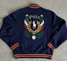 Polo Ralph Lauren Uni Crest Bomber Jacket Men’s Medium Navy Blue Snap NWT $198 ￼