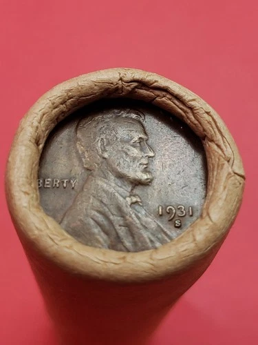 AU 1931-S LINCOLN WHEAT CENT 1932D LINCOLN WHEAT PENNY COIN ROLL ENDS BANKROLLED