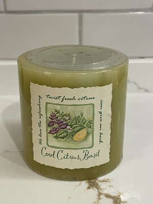 Cool Citrus Basil White Barn Co Bath & Body Works Pillar Candle 3'' Scented New