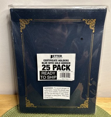 Better Office Products 25 Pack Navy Blue Certificate Holders, Diploma Holders...