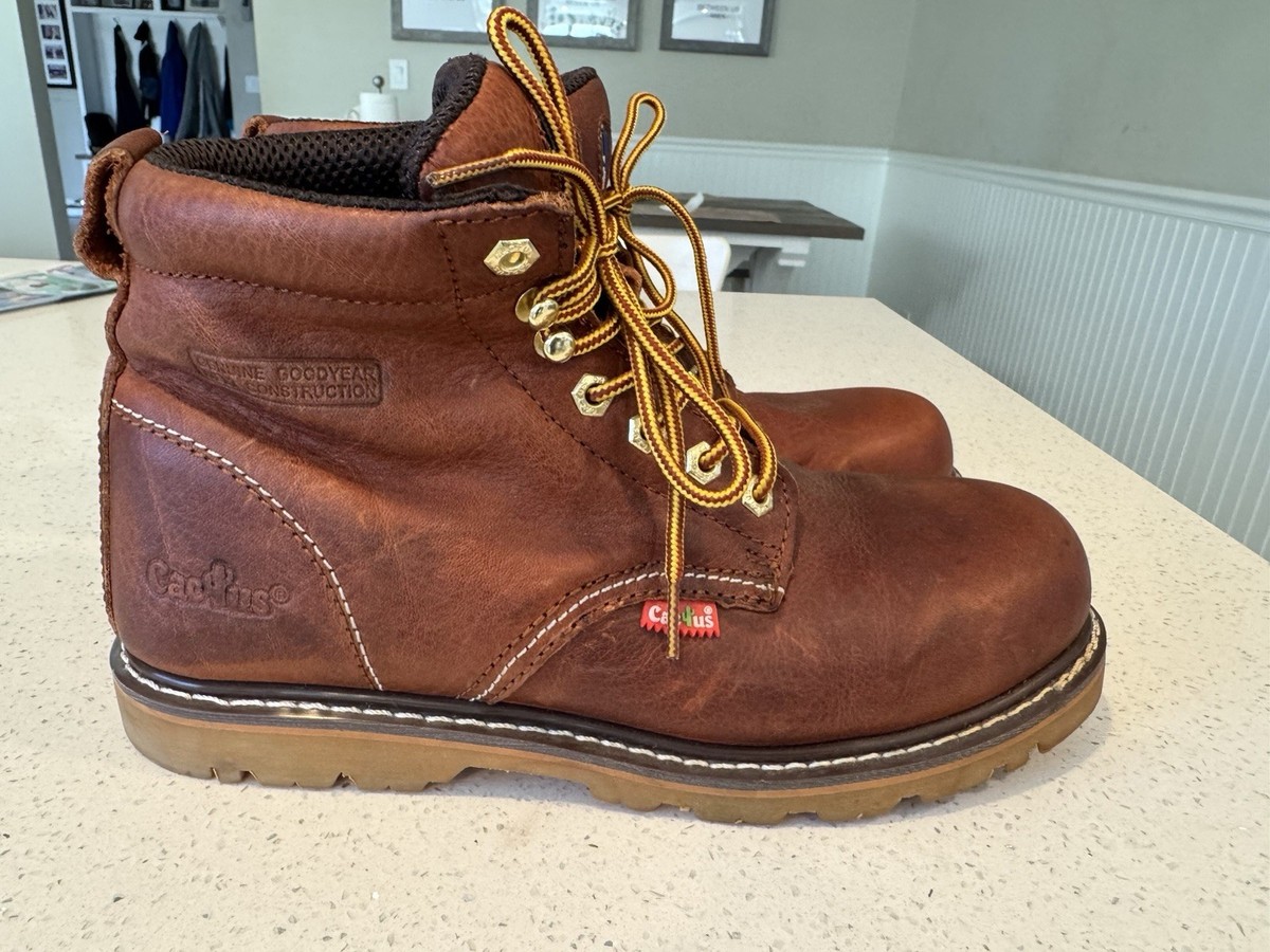 MENS WORK BOOTS CACTUS FOOTWEAR 6067 BROWN OIL&PUNTURE RESISTANT