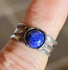 ~VINTAGE~ISRAEL~DESIGNER~925~STERLING SILVER~w/~BLUE LAPIS~RING~SIZE~8.25~SIGNED