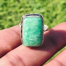 New Arrive Amazonite Gemstone Ring 925 Sterling Silver Plated Jewellery US SZ 6"