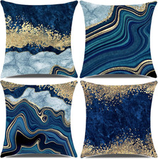 Blue Throw Pillow Covers 18x18inch, Set of 4 Decorative Soft Accent Pillows Cove