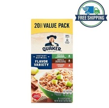 Quaker Instant Oatmeal Flavor Variety Value Pack, 20 Packets Apples & Cinnamon