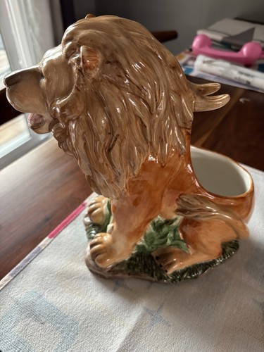 Vintage Mid Century Modern Lion Ceramic Planter Japan? Lion - Large 12” 1970s - Picture 3 of 12