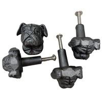 Pack Of 4 Cast Iron Cute Terrier Dog Drawer Knobs