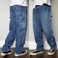 Y2K Baggy Dickies Carpenter Jeans 34x32 Blue Medium Wash Relaxed Denim Workwear