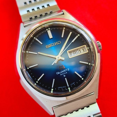Seiko Blue Dial 4004 SQ Watch Rare Vintage With Bracelet 0903-7009