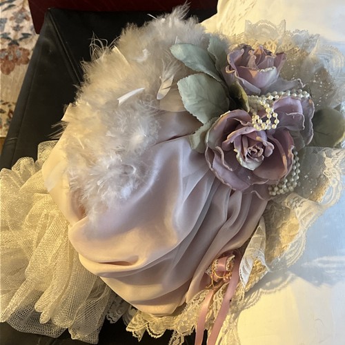 ELSIE MASSEY VICTORIAN EDWARDIAN PINK TOURING DERBY HAT FEATHER FLOWER