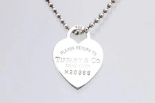 34.5" Tiffany & Co. 925 Silver RTT Heart Tag 2.5mm Bead Chain Necklace (22.54g.)
