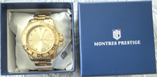 Montres Prestige Men's Gold Analog Wristwatch - Sunburst Dial, Box