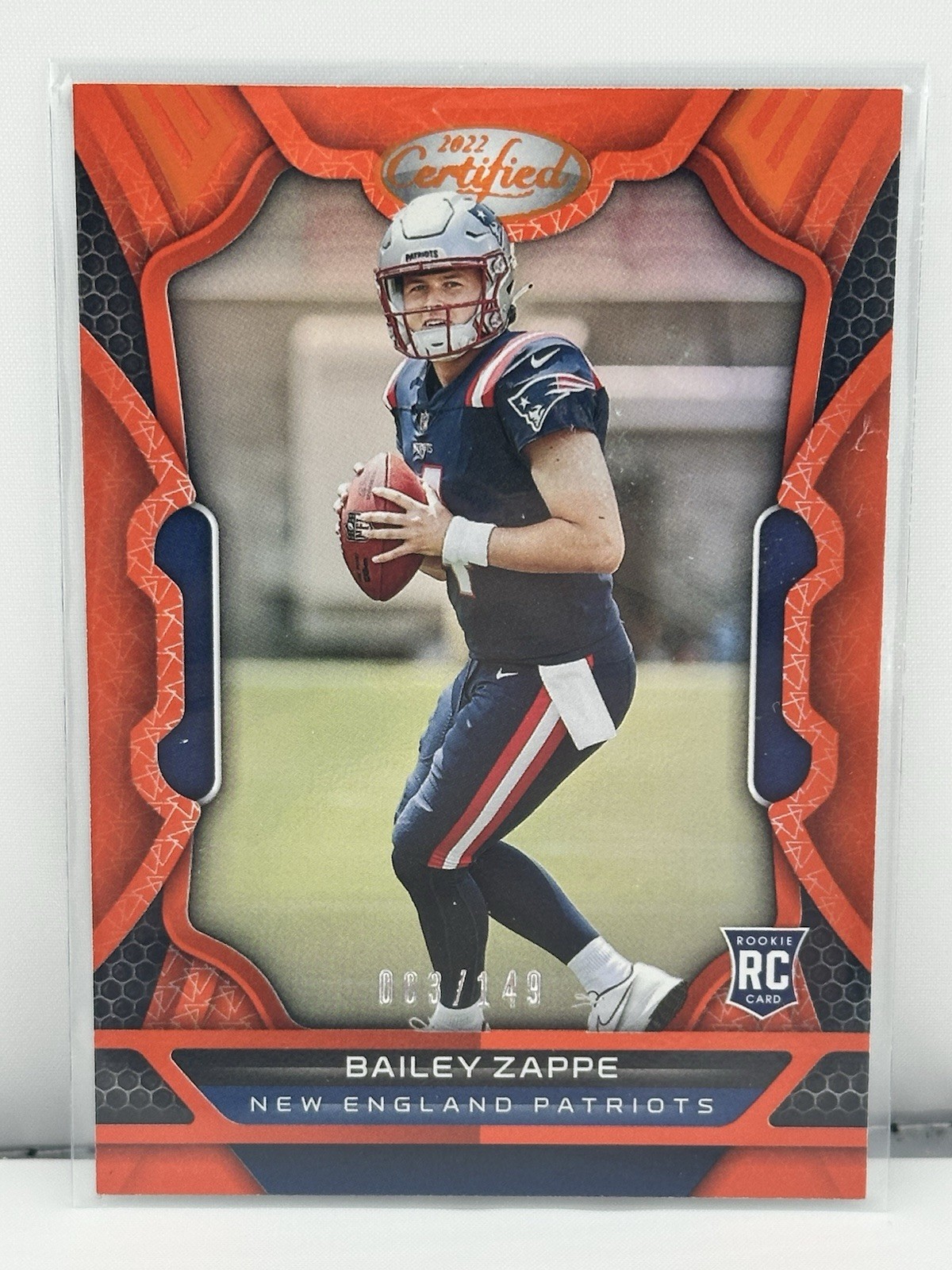 2022 Panini Certified - Rookies Bailey Zappe #121 Mirror Orange /149 (RC)