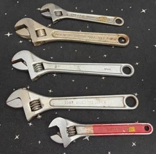 Vtg Cresent Wrenches 3-8" 2-6" Lot Of 5 Different Brands Taparia,Spain,Indestro