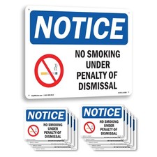 No Smoking Under Penalty Of Dismissal OSHA Notice Sign Or Decal - 5 or 10 Pack
