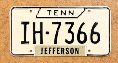 1966 TENNESSEE license plate   JEFFERSON CO   ORIGINAL BRILLIANT vintage car tag