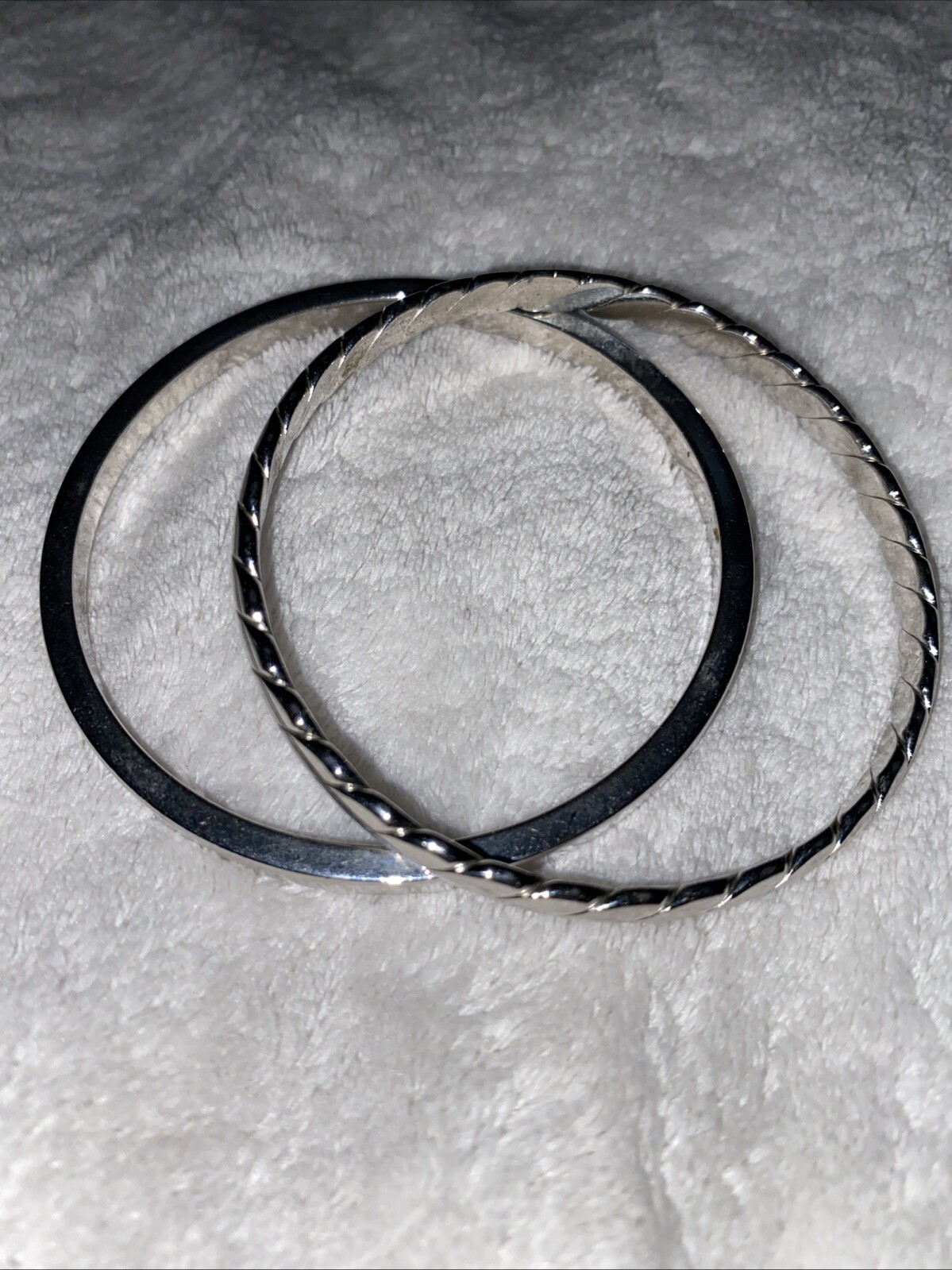 Vgt Monet Solid Bangle Bracelets 2 Silver Tone Pl… - image 2