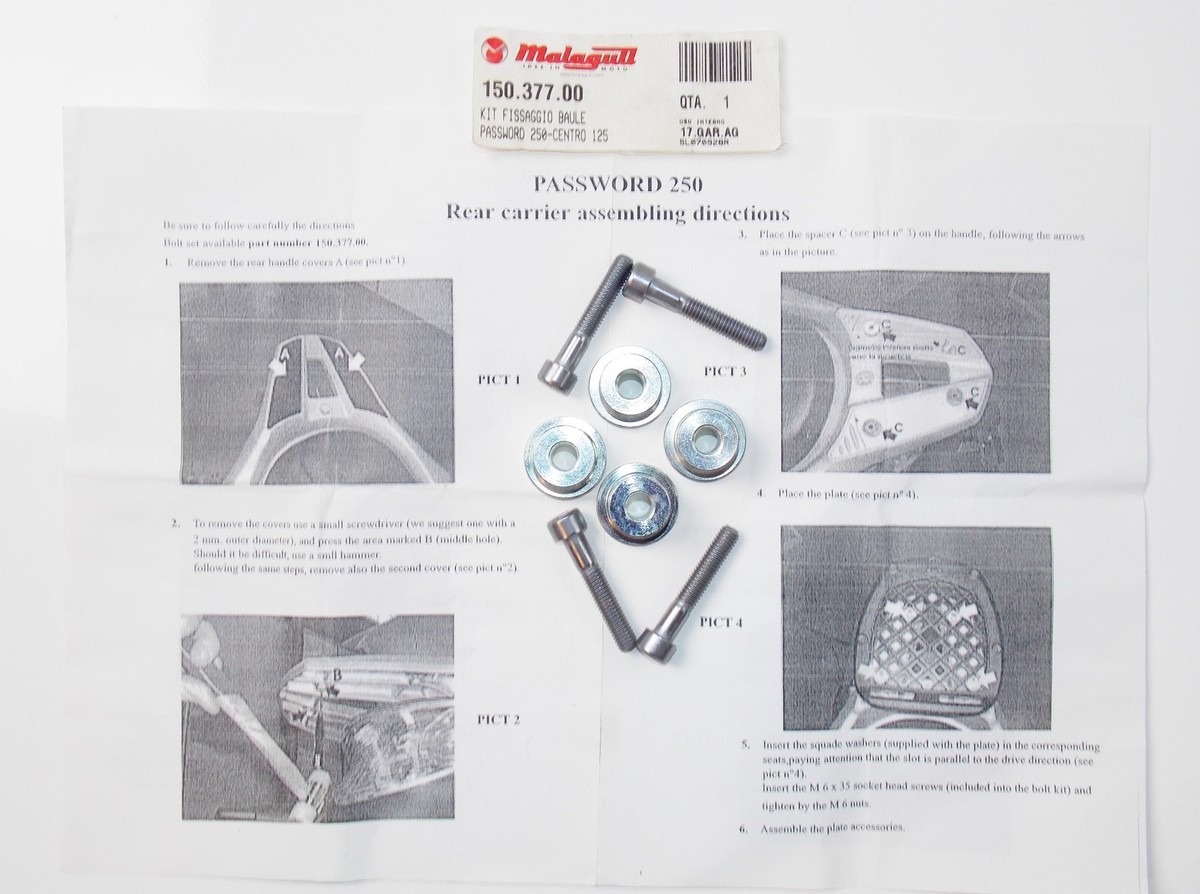 OEM MALAGUTI PASSWORD 250 EURO 2/3 CENTRO 160-4T TOP CASE MOUNT