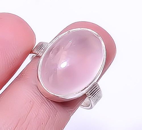 Rose Quartz - Madagascar 925 Sterling Silver Jewelry Ring s.9 R5822-39