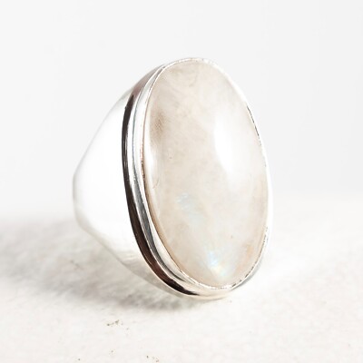 Silberring, Ring, 925 Sterlingsilber, Silber, Mondstein, Oval, Cabochon, 59