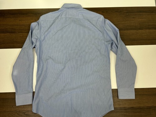 Banana Republic Mens M Non iron Slim Fit Blue Striped Button Shirt 100% Cotton - Picture 8 of 9