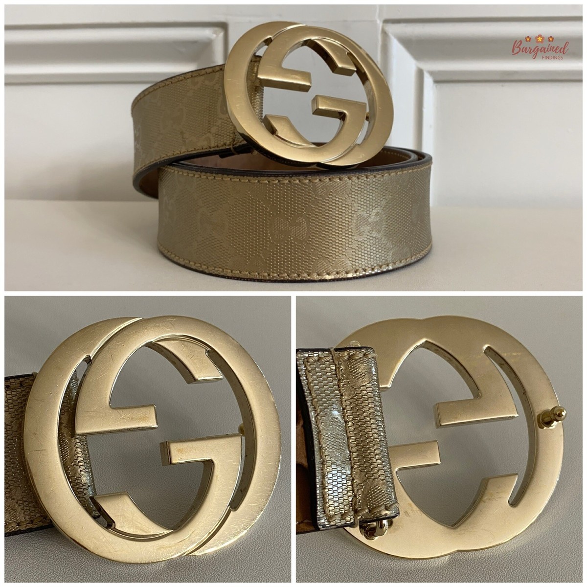 Authentic Gucci Gold Imprime Monogram Leather Interlocking G  display picture 2