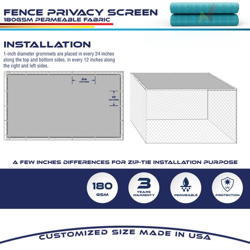 5FT Tall Fence Privacy Screen Garden Yard Anti-UV Windscreen Mesh Cover Lakeblue - Picture 4 of 8