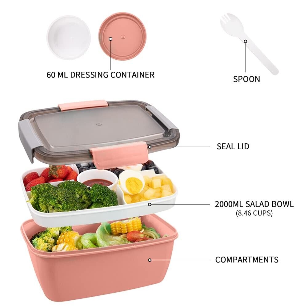 Salad Lunch Container 2L Large Capacity BPA Free Salad Lunch Box