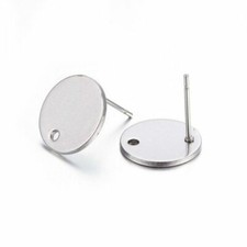 10 pcs. 5 pairs 304 Stainless Steel silver Tone Earring Posts 12mm x 12mm