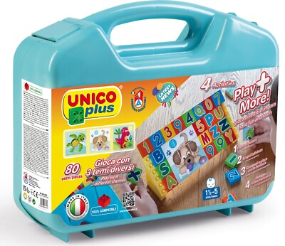 Unico Plus Lernspiel Koffer 80 tlg mit Buchstaben Puzzle Zahlen Tieren 8637