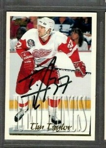 1995 Topps 132 Tim Taylor Detroit Red Wings Hockey Tough Signed