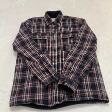 Boston Traders Flannel Jacket Mens Medium Red Blue Plaid Fleeced Lined Outdoor