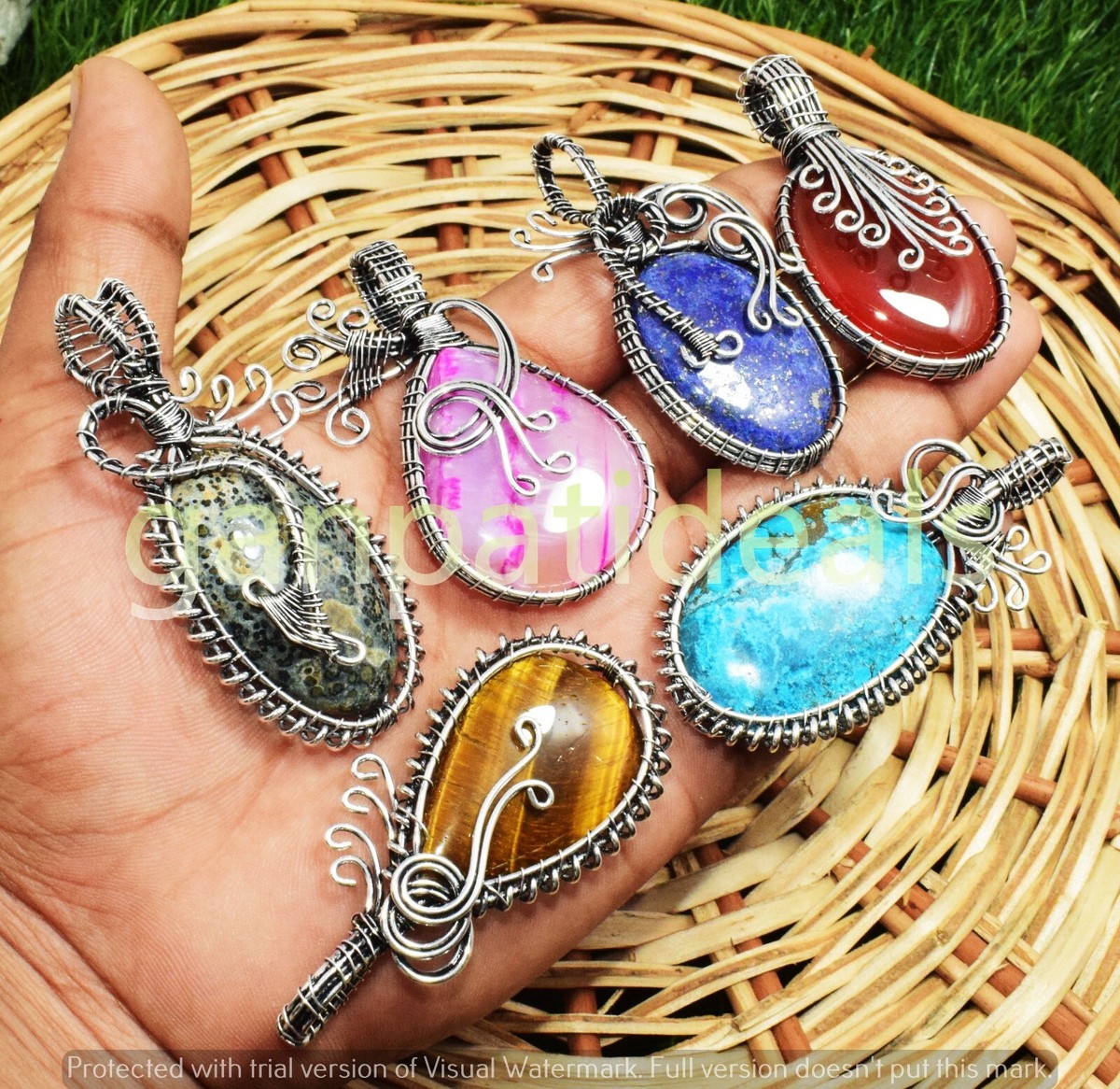 Wrapped Pendant Jewelry Wrapping Labradorite Gemstone Copper Wire