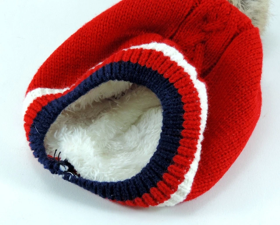 Cappello Neonato Invernale Pon Pon 0 - 12 mesi Berretto felpato Rosso 1 anno - Immagine 3 di 3