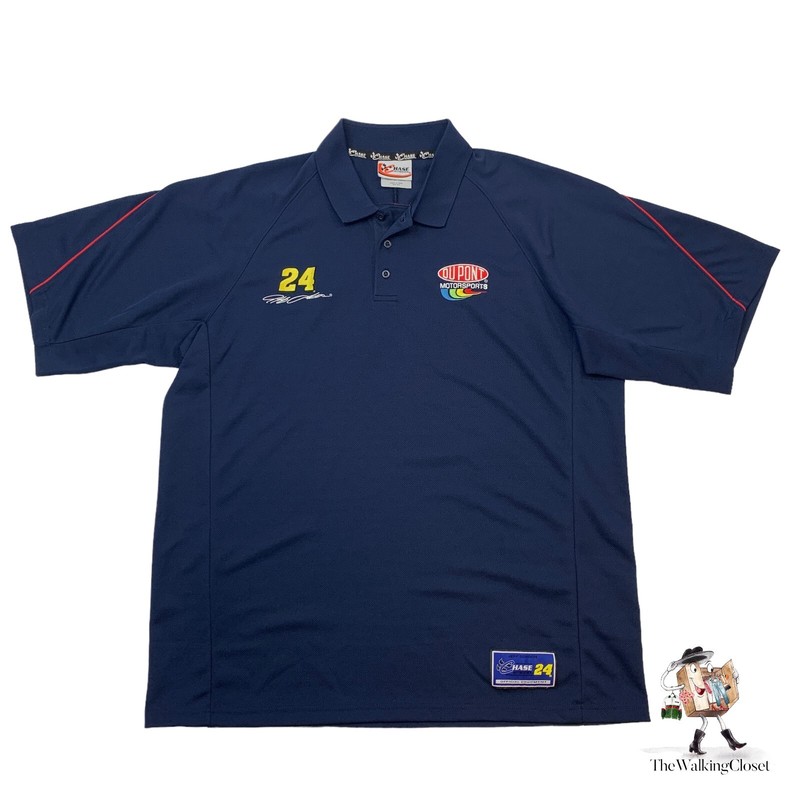 Jeff Gordon Polo Shirt Mens XL Extra Large Navy Blue Dupont Racing Embroidered