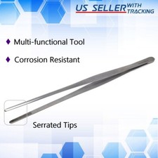 10 Inches Reptiles Feeding Tongs Tweezer Forceps Serrated Metal Stainless Steel
