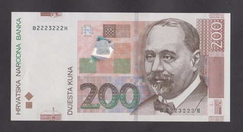 🔴CROAZIA 200 Kune 2012 UNC P42 RADAR quasi solido e serie binaria # 2223222🔴 - Foto 2 di 3