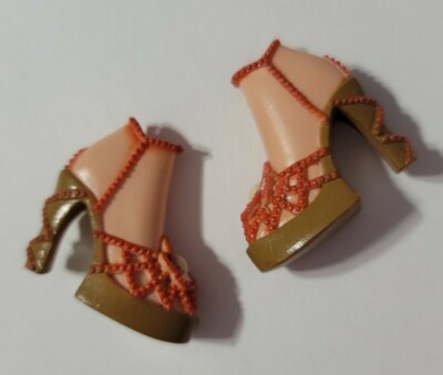 BARBIE DOLL SHOES MY SCENE GOES HOLLYWOOD CHELSEA CORAL ORANGE SANDALS HEELS