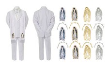 Baby Boy Christening Baptism Church White Suit Mary Maria Guadalupe Stole Sm-7