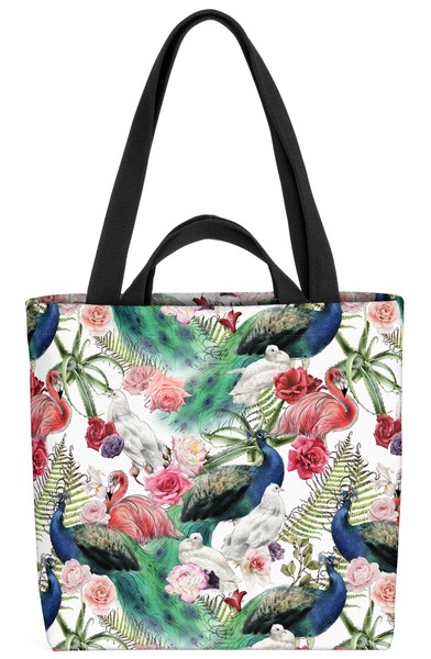 Strauß Flamingo Rosen Tasche Tiere Blumen-Muster VöGel Pink Agaven Kakteen-image