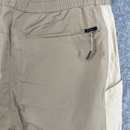Pacsun Mens Cargo Stretch Pants Beige Tan Brown Drawstring Size Large - Picture 6 of 7
