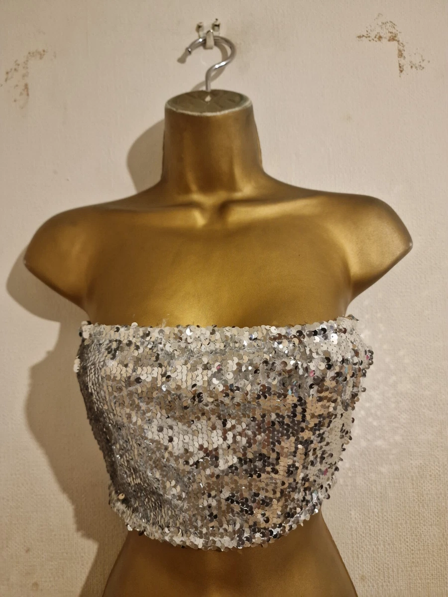 Silver sequin boob tube sale